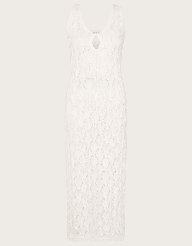Pointelle Stitch Beach Midi Dress, Ivory (IVORY), large