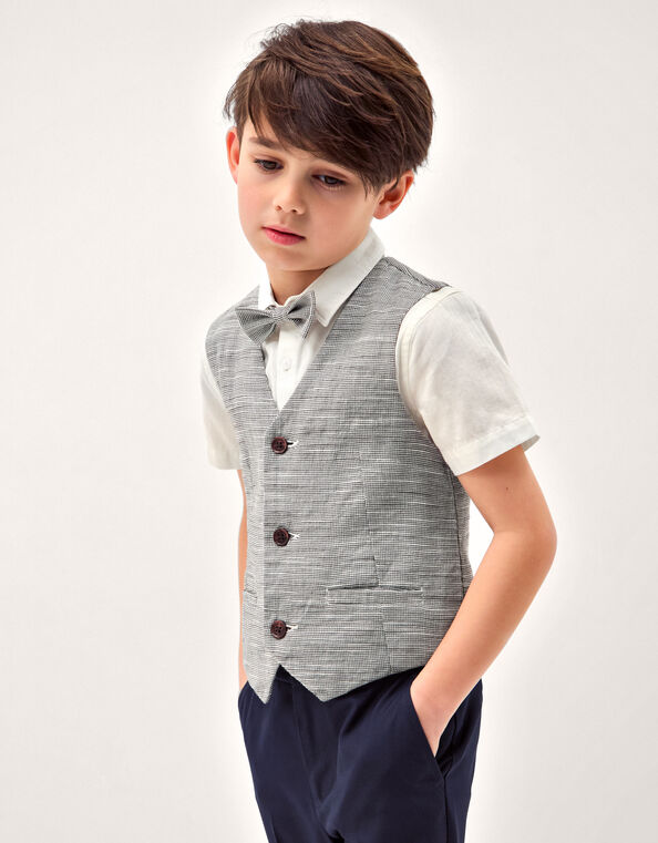 Greyson 3-Piece Houndstooth Waistcoat & Shirt, Blue (NAVY), large