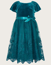 May Velvet Lace Butterfly Dress, Teal (TEAL), large