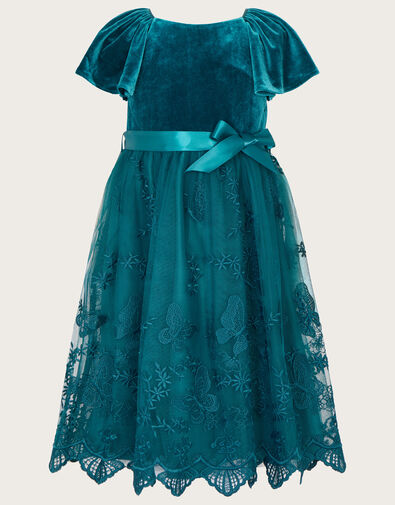 May Velvet Lace Butterfly Dress, Teal (TEAL), large