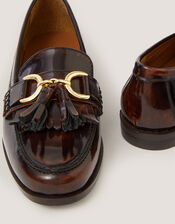Harley Fringe Patent Loafers, Brown (BROWN), large