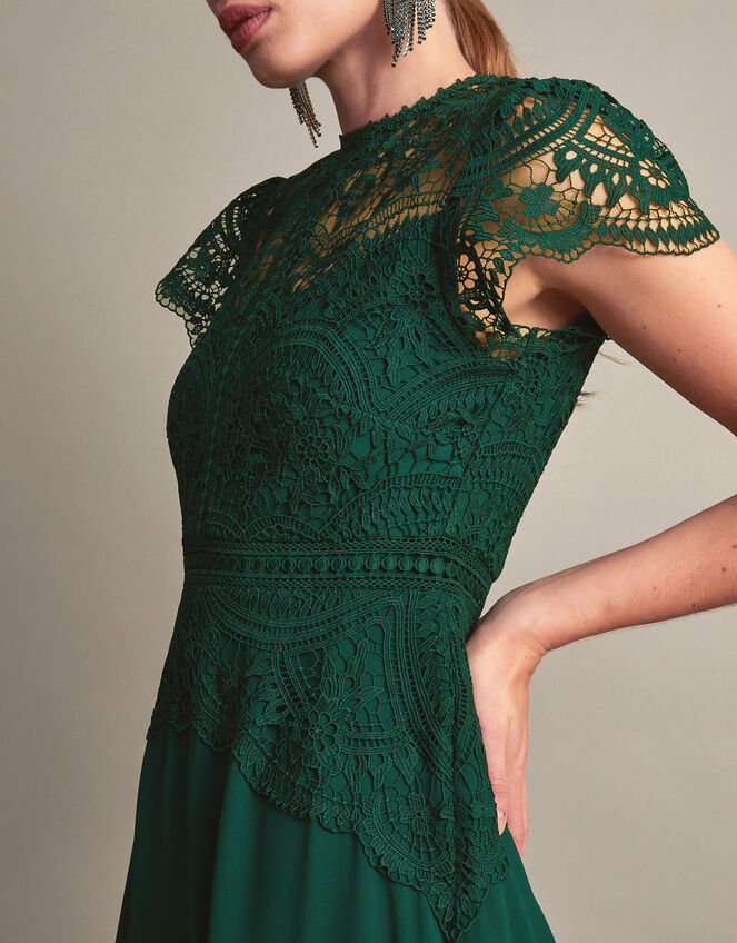Midi Lace Dress Dusty Green
