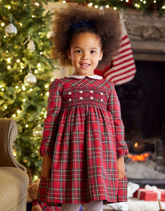 Trotters Charlotte Smocked Dress, Red (RED), large