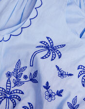 Palm Tree Embroidered Top and Skirt Set, Blue (BLUE), large