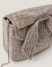 Bella Beaded Bow Bag, Silver (SILVER), large