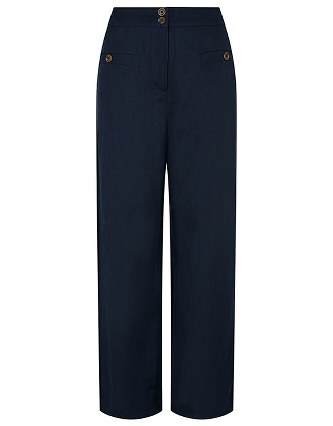 Charlotte Short-Length Trousers in Linen Blend, Blue (NAVY), large