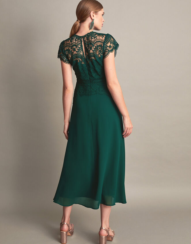 Midi Lace Dress Dusty Green