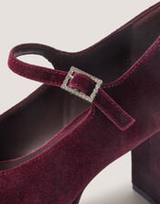 Polly Velvet Mary Jane Platform Heels, Red (BERRY), large
