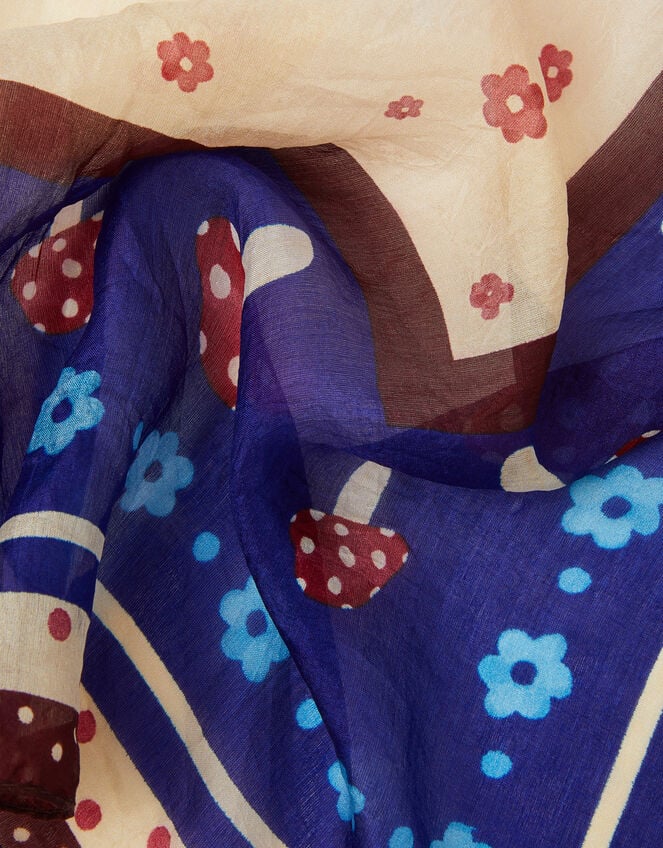 Harlow Mushroom Print Square Silk Scarf, , large
