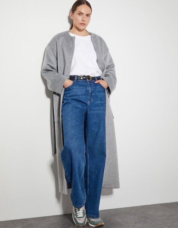 Cassie Long Belted Coat, Grey (GREY), large