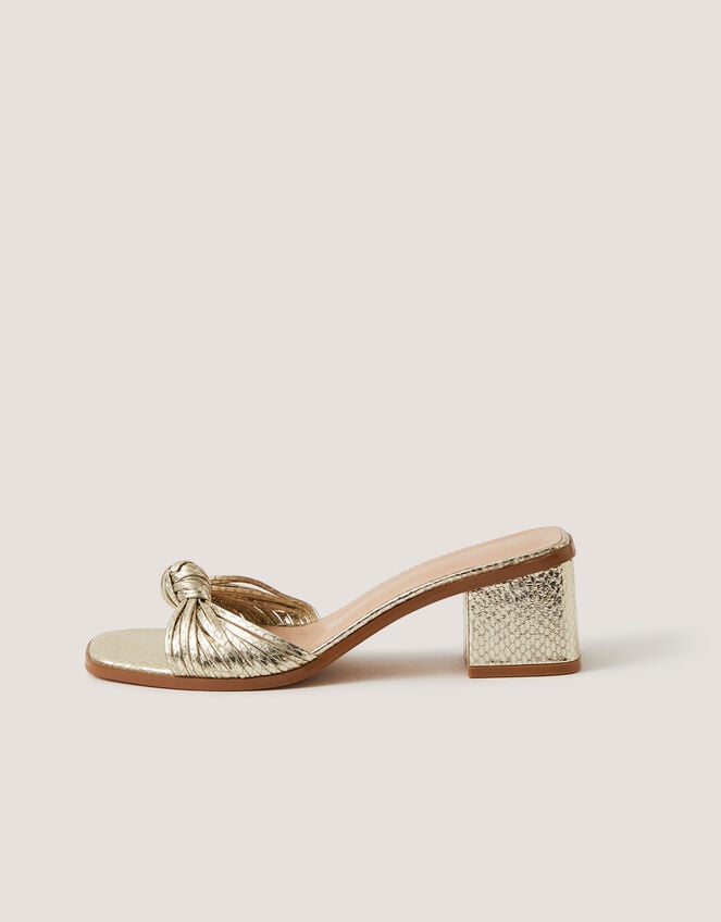 Gwen Knot Metallic Mules, Gold (GOLD), large