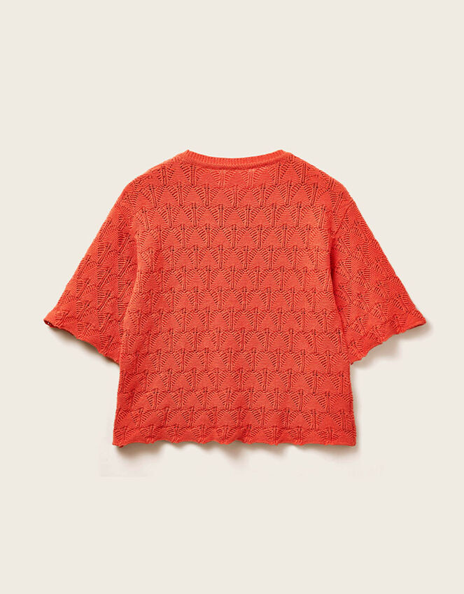 East Flora Pointelle Knit Tee, Orange (ORANGE), large