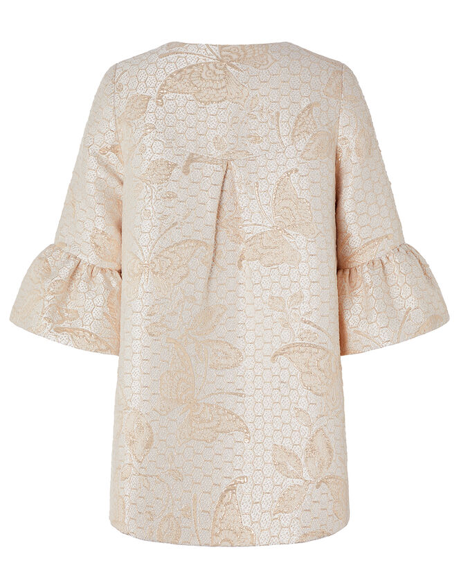 Honey Jacquard Crystal Button Jacket, Gold (GOLD), large
