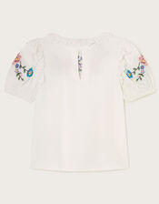 Boutique Embroidered Top, Ivory (IVORY), large