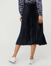 Penny Pleated Midi Skirt, Blue (NAVY), large