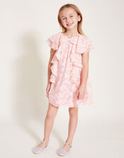 Burnout Bow Ruffle Dress, Pink (PINK), large