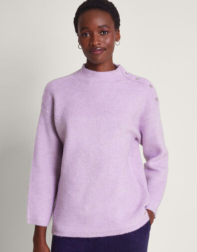 Billie Button Jumper, Purple (LILAC), large