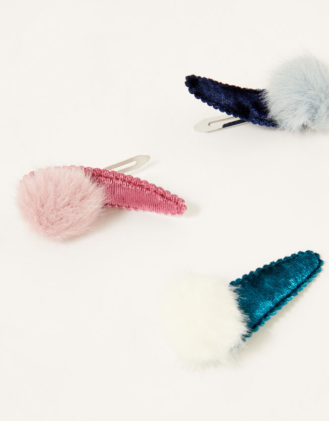 Pom-Pom Velvet Hair Clips, , large