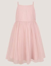 Pansy Embroidered Tulle Dress, Pink (PINK), large