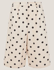 Isabel Polka Dot Longline Shorts, Ivory (IVORY), large