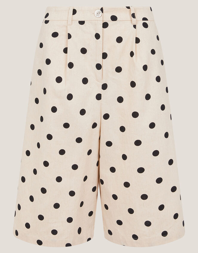 Isabel Polka Dot Longline Shorts, Ivory (IVORY), large