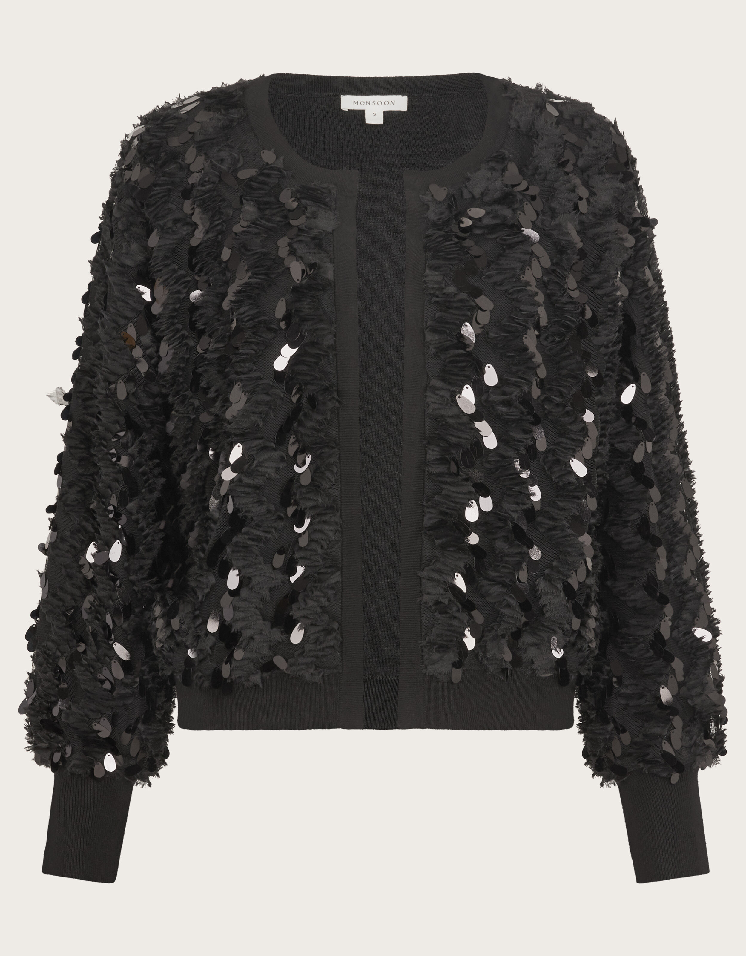 Long black shop sequin cardigan