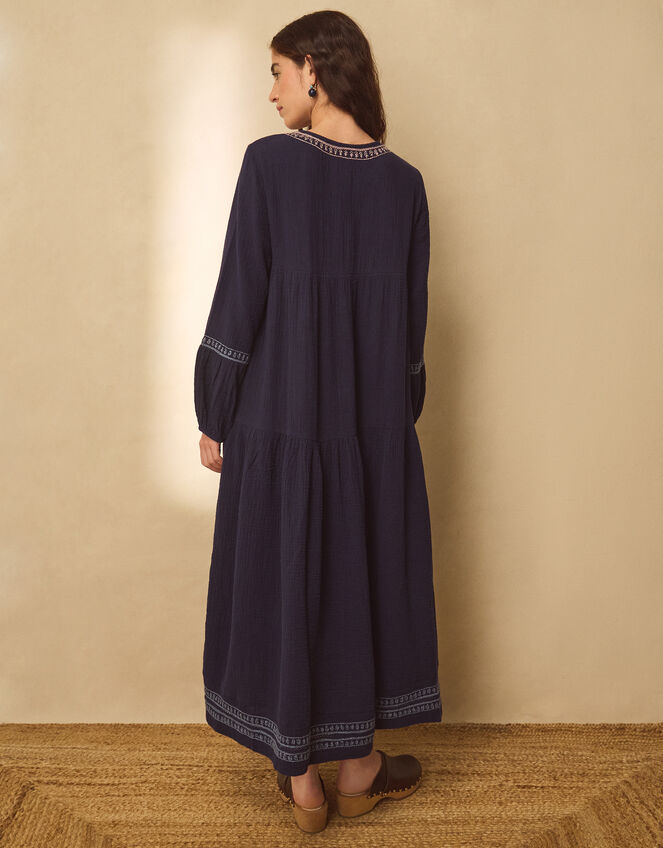 East Carita Hand-Embroidered Maxi Dress, Blue (NAVY), large