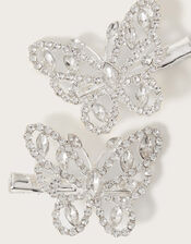 Diamante Butterfly Hair Clips Set of Two, , large