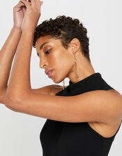 Jade High Neck High-Low Dress, Black (BLACK), large