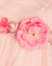 Baby Fleur Flower Belt Tulle Dress, Pink (PINK), large