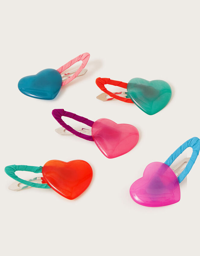 Love Heart Hair Clips 5 Pack, , large