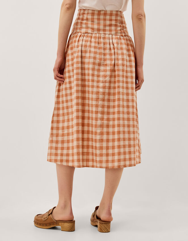 Hattie Gingham Midi Skirt Orange