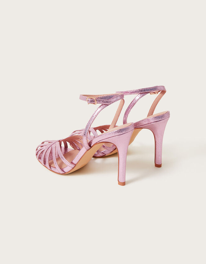 Caged Metallic Heels, Pink (PINK), large