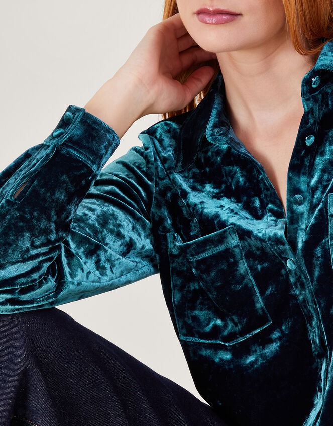 Cleo Velvet Shirt, Blue (BLUE), large