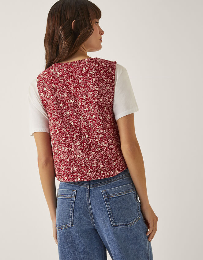 Felipa Floral Print Waistcoat, Red (RED), large