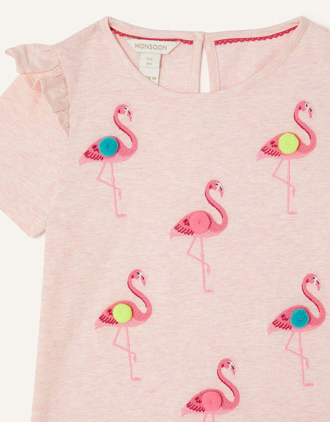 Flamingo Pom-Pom T-Shirt, Pink (PINK), large