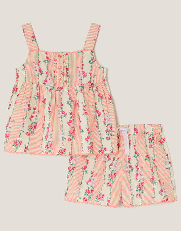 Floral Stripe Short Pyjamas Set, Cream (CREAM), large