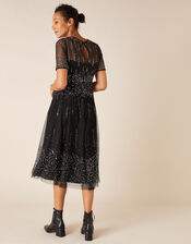 Haley Sequin Midi Dress, Black (BLACK), large