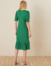 Britt Spot Print Jersey Wrap Dress, Green (GREEN), large