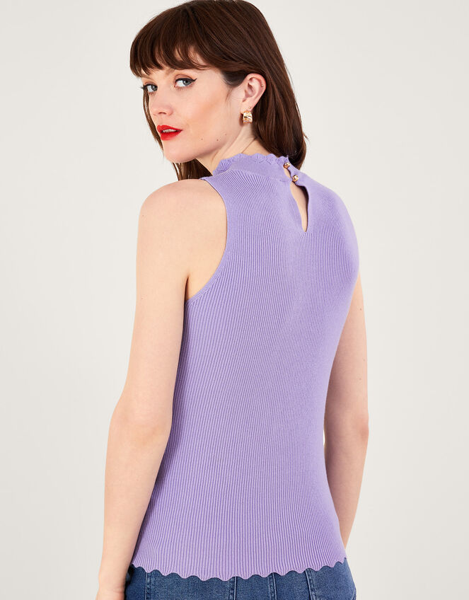 Ribbed Halter Neck Tank Top, Purple (LILAC), large