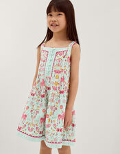 Unicorn Floral Print Playsuit, Blue (BLUE), large