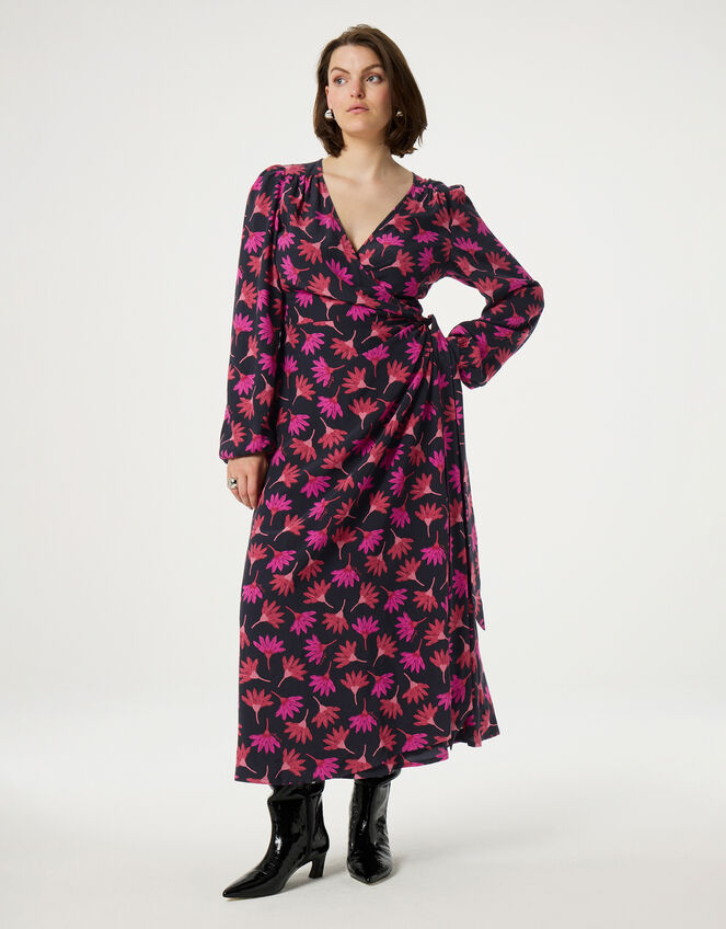 Fabienne Chapot Fan Print Wrap Maxi Dress, Red (RED), large