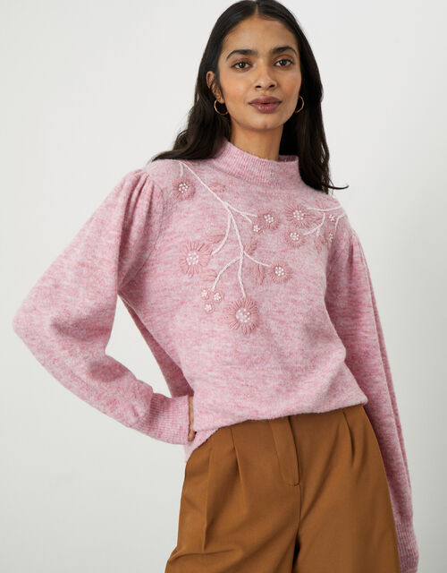 Embroidered Placement Jumper, Pink (PINK), large
