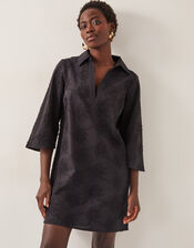 Harika Embroidered Mini Shirt Dress, Black (BLACK), large