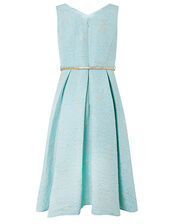 Katerina Metallic Jacquard High-Low Dress, Blue (BLUE), large