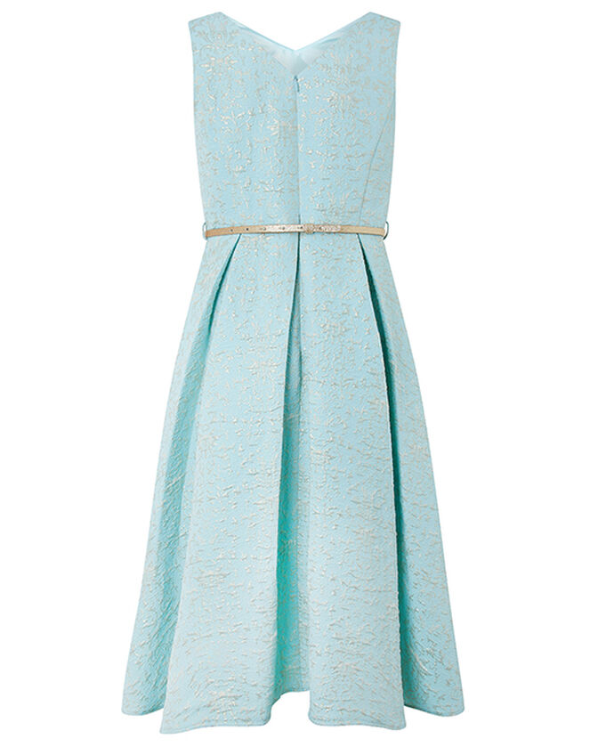 Katerina Metallic Jacquard High-Low Dress, Blue (BLUE), large