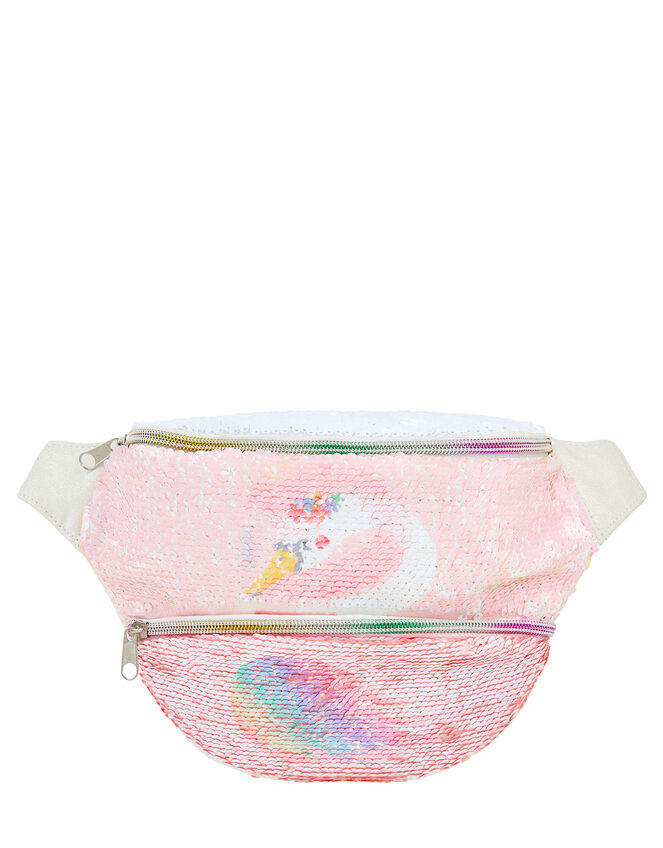 Reversible Flamingo and Swan Belt Bag, , large
