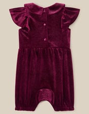 Baby Bow Velvet Romper , Red (BURGUNDY), large