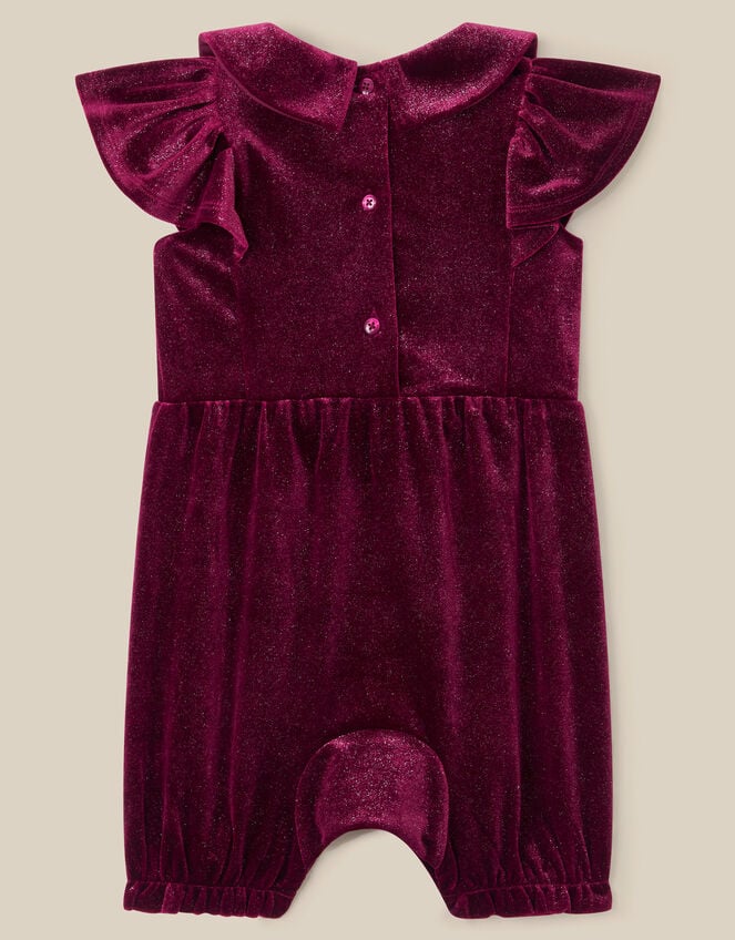 Baby Bow Velvet Romper , Red (BURGUNDY), large