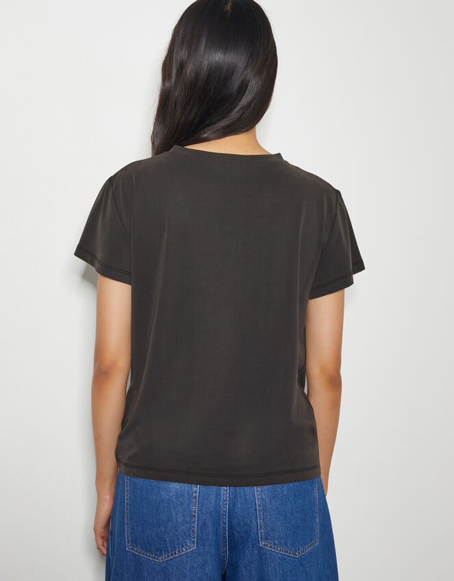 Tawn Twist Front Jersey T-Shirt, Black (BLACK), large